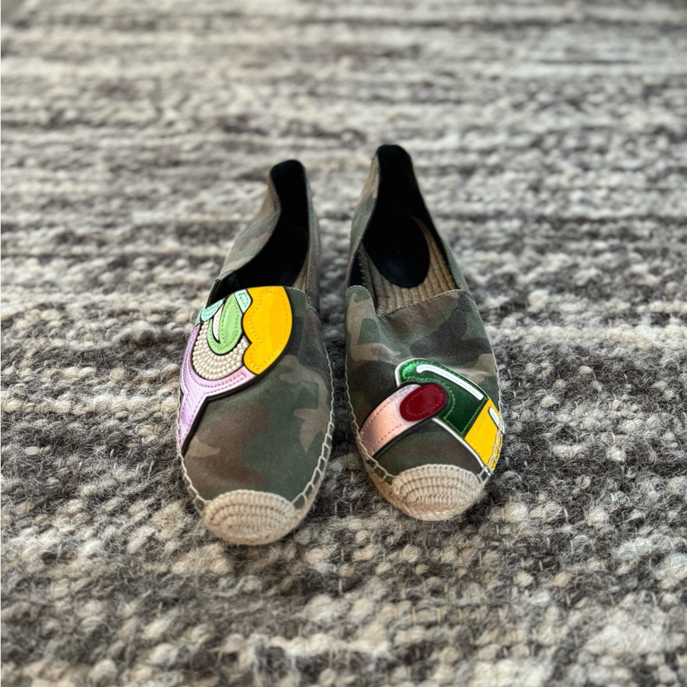 Marc Jacobs Multicolor Camouflage Print Fabric And Leather Patchwork Espadrille - Picture 2 of 8
